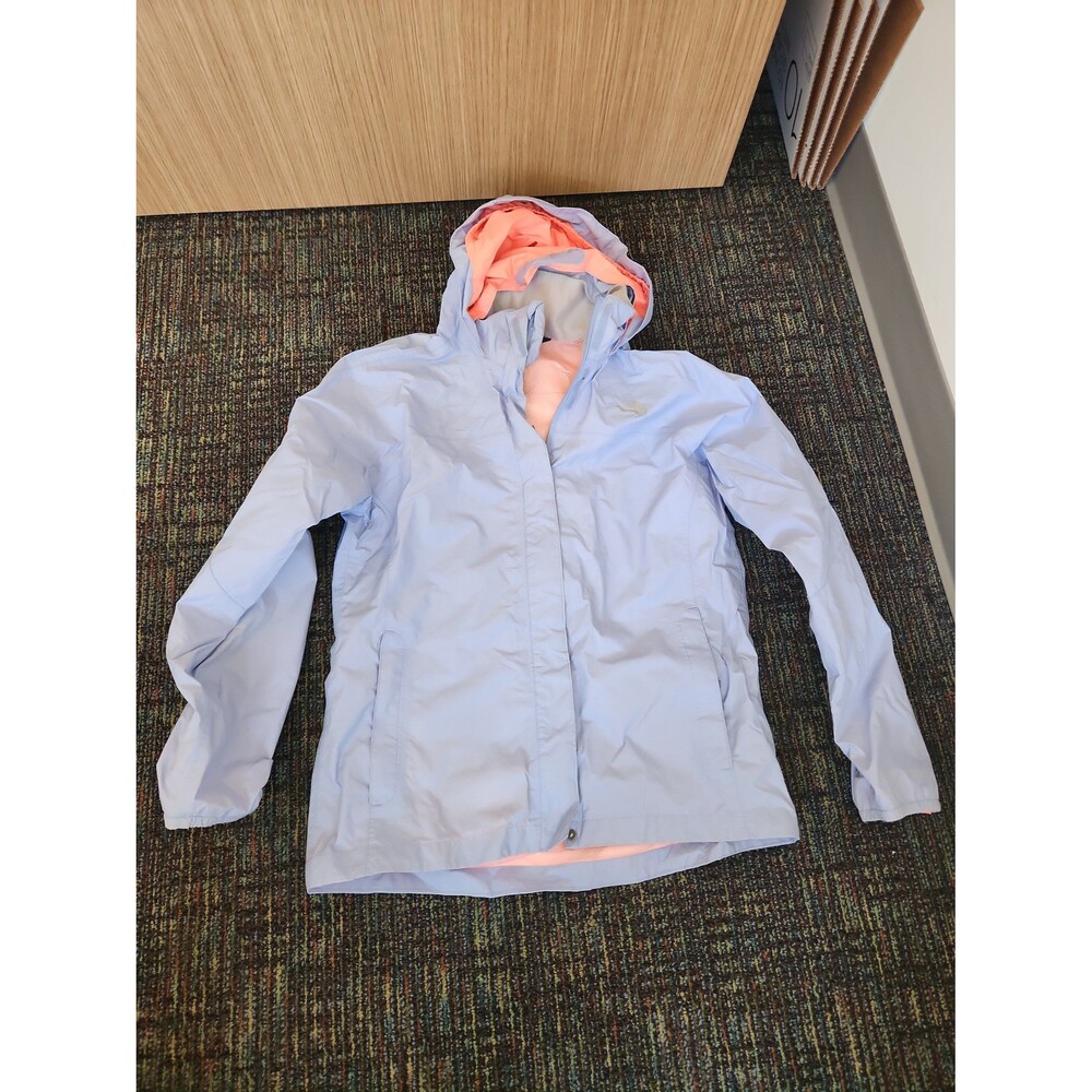 The North Face Girls Blue Windbreaker Rain Jacket w/ Orange Interior Size XL